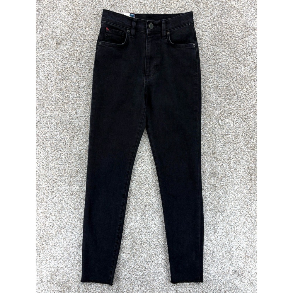 Marine Layer The High Skinny Jeans Women's Size 25 Black Raw Hem Stretch Denim